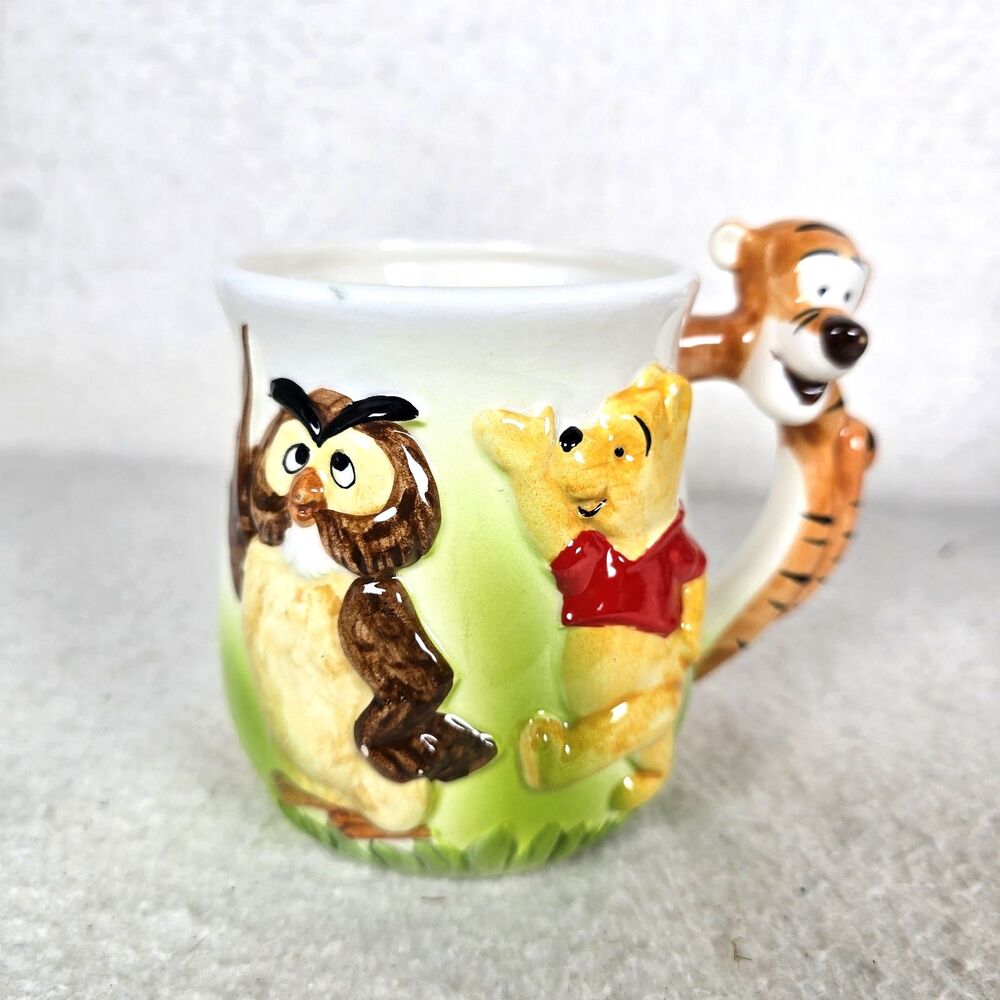 Vintage 1960's 3D Walt Disney Productions Winnie the Pooh Tigger Owl Mug (Japan)